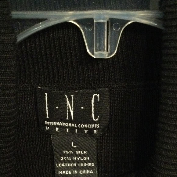 INC. Black turtleneck with Leather New - Picture 3 of 3